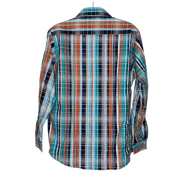 Permanent Press Medium Mens Multicolor Cotton Plaid Long Sleeve Button Up Shirt - Picture 2 of 7